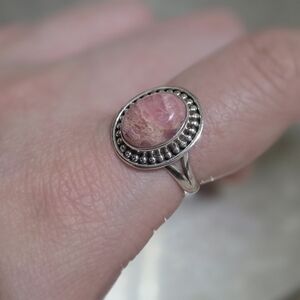 Elegant Pink Rhodochrosite Stone Ring